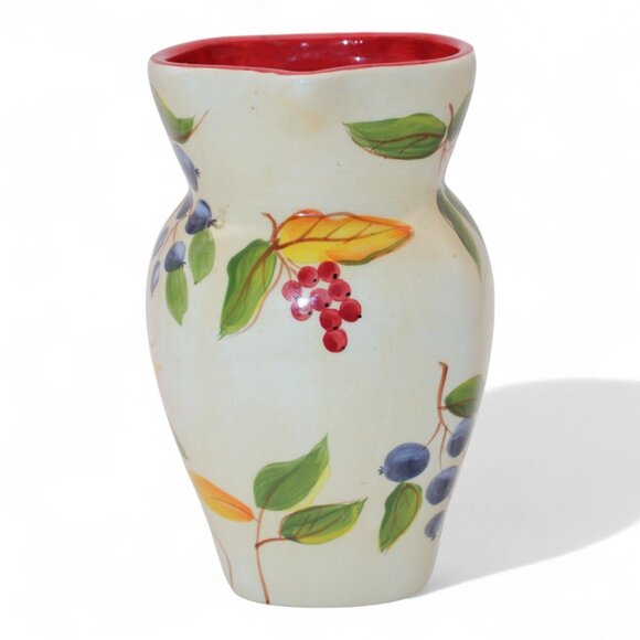 Hand-Painted Ceramic Pitcher With Fruit & Leaf Design By FTD - Picture 2 of 6